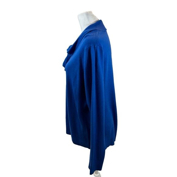 Ladies Bedford Fair Blue Long Sleeve‎ Knit Sweater with Neck Tie Petite Large - Picture 5 of 10